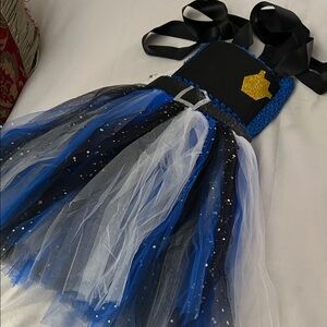 Kids Police Officer Costume with Blue and Black Tulle Skirt